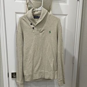 Polo Ralph Lauren ShawlCollar Pullover - Light Heather Beige with Green Pony